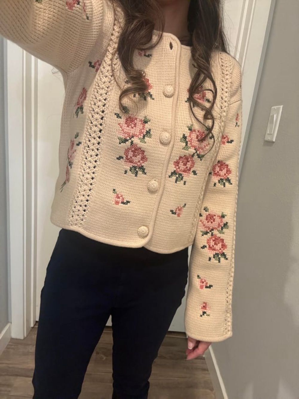 SEZANE Caroline Cardigan Jacket Cream